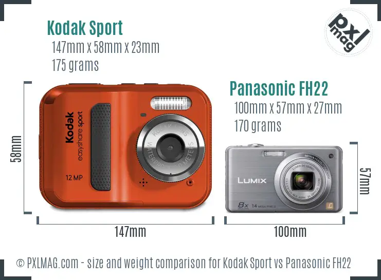 Kodak Sport vs Panasonic FH22 size comparison Kodak Sport vs Panasonic FH22 size comparison