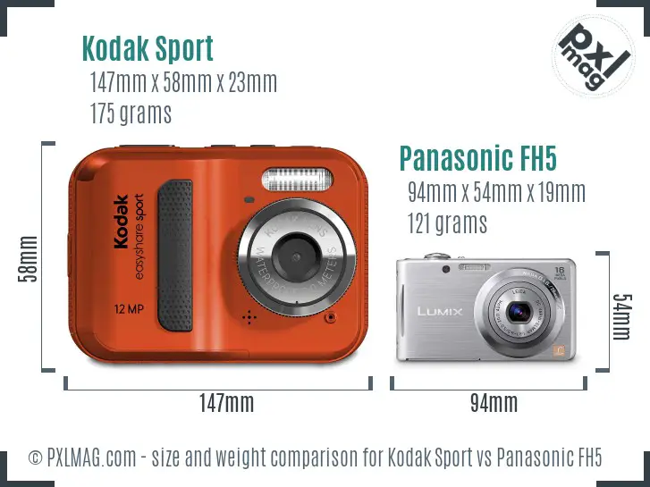 Kodak Sport vs Panasonic FH5 size comparison Kodak Sport vs Panasonic FH5 size comparison