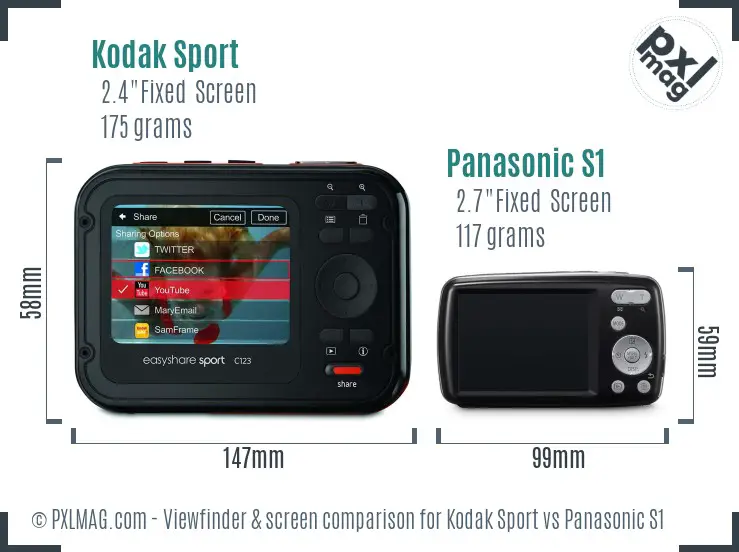 Kodak Sport vs Panasonic S1 Screen and Viewfinder comparison