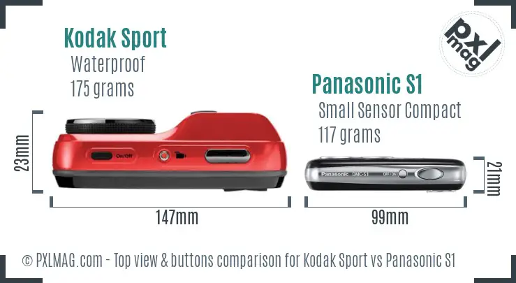 Kodak Sport vs Panasonic S1 top view buttons comparison