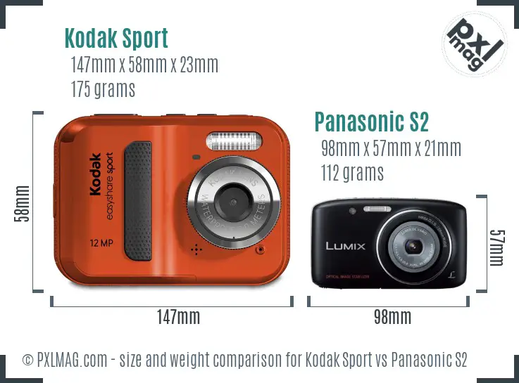 Kodak Sport vs Panasonic S2 size comparison