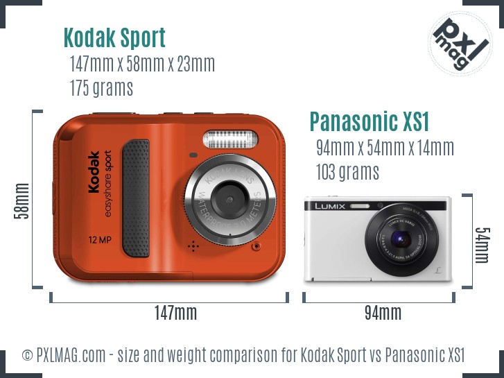 Kodak Sport vs Panasonic XS1 size comparison Kodak Sport vs Panasonic XS1 size comparison