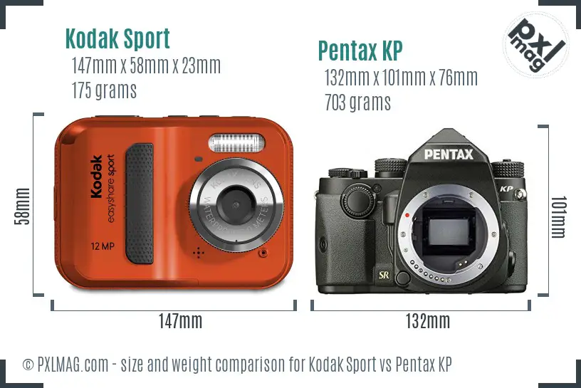 Kodak Sport vs Pentax KP size comparison