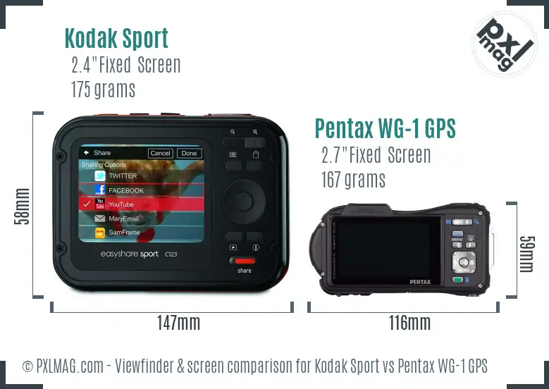 Kodak Sport vs Pentax WG-1 GPS Screen and Viewfinder comparison Kodak Sport vs Pentax WG-1 GPS Screen and Viewfinder comparison
