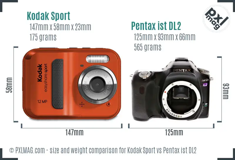 Kodak Sport vs Pentax ist DL2 size comparison