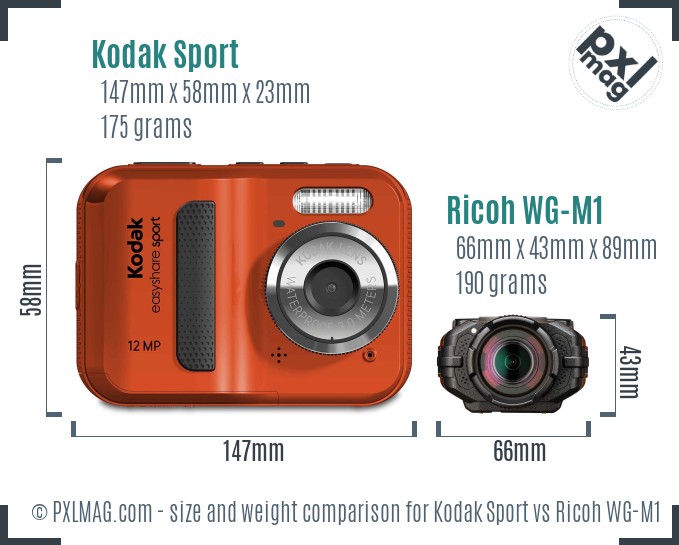 Kodak Sport vs Ricoh WG-M1 size comparison Kodak Sport vs Ricoh WG-M1 size comparison