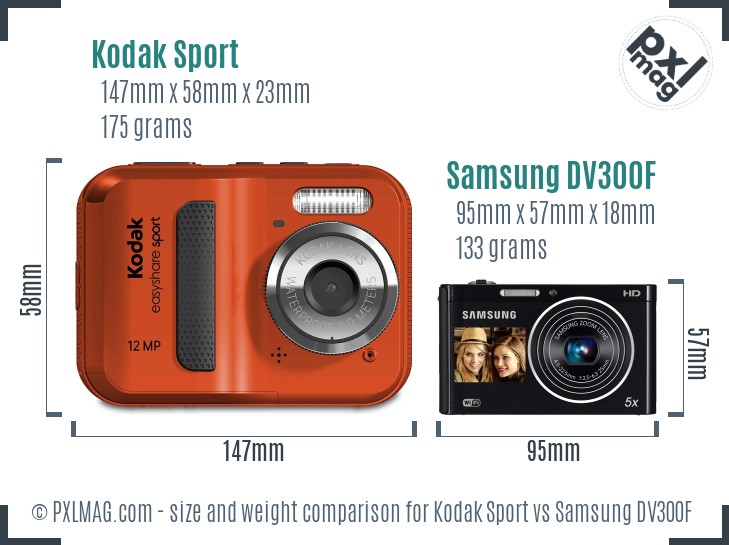 Kodak Sport vs Samsung DV300F size comparison Kodak Sport vs Samsung DV300F size comparison