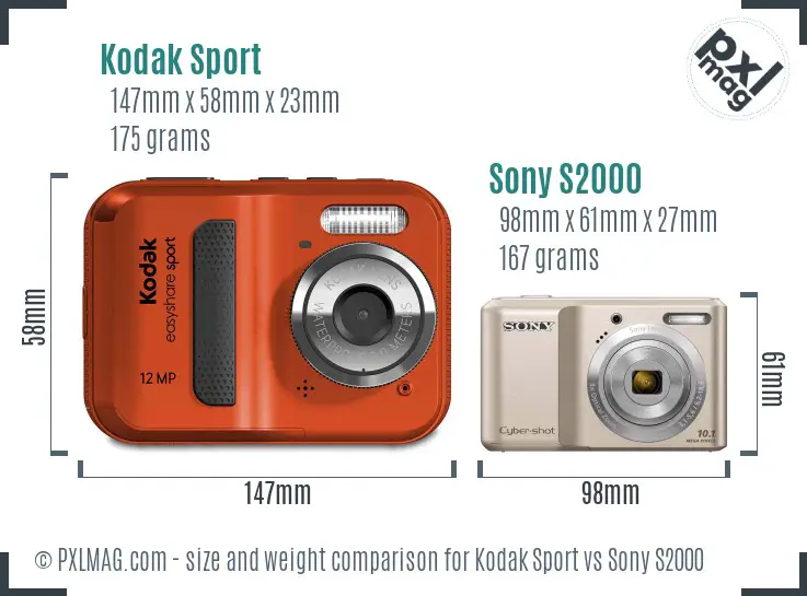 Kodak Sport vs Sony S2000 size comparison