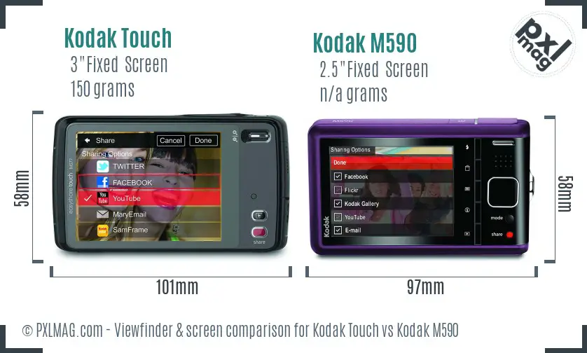 Kodak Touch vs Kodak M590 Screen and Viewfinder comparison Kodak Touch vs Kodak M590 Screen and Viewfinder comparison