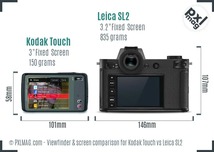Kodak Touch vs Leica SL2 Screen and Viewfinder comparison