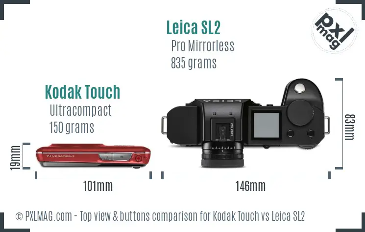 Kodak Touch vs Leica SL2 top view buttons comparison