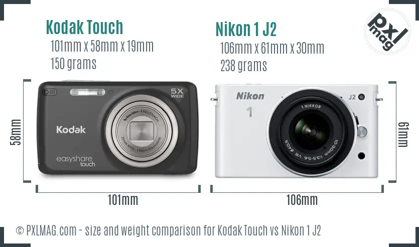 Kodak Touch vs Nikon 1 J2 size comparison
