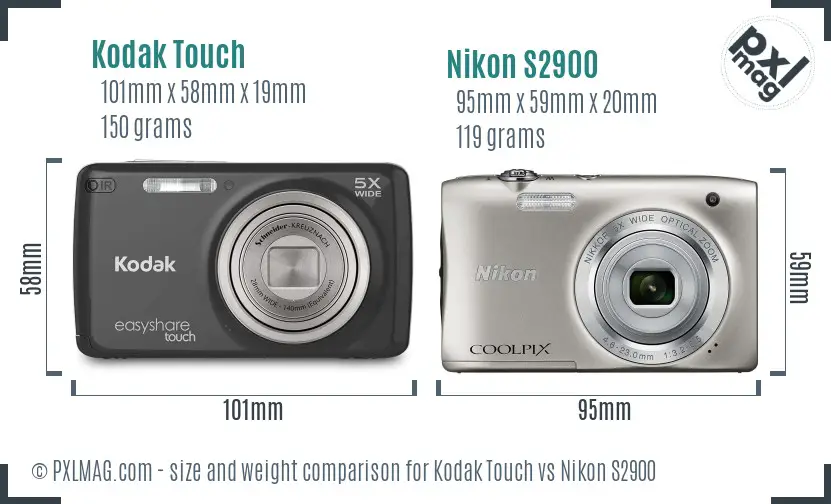 Kodak Touch vs Nikon S2900 size comparison