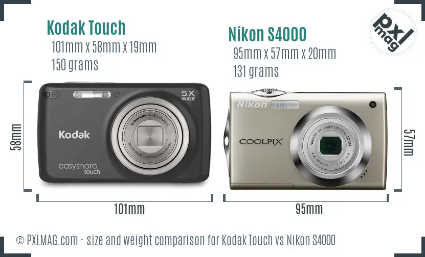 Kodak Touch vs Nikon S4000 size comparison Kodak Touch vs Nikon S4000 size comparison