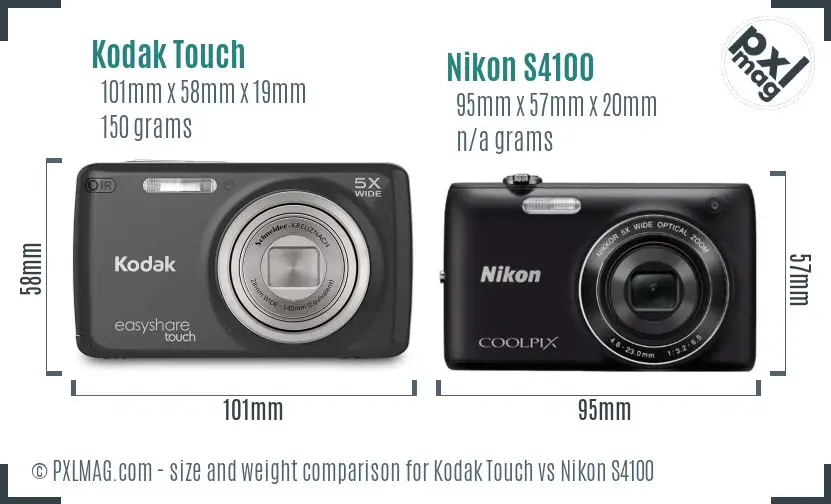 Kodak Touch vs Nikon S4100 size comparison