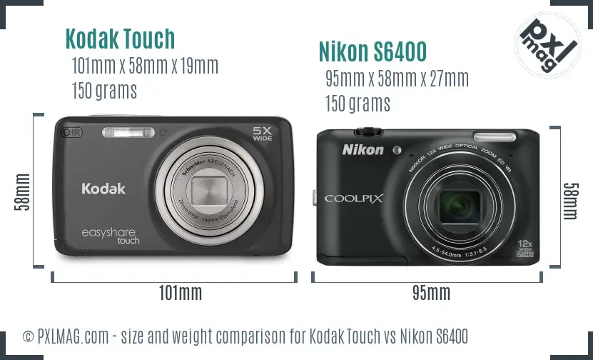 Kodak Touch vs Nikon S6400 size comparison