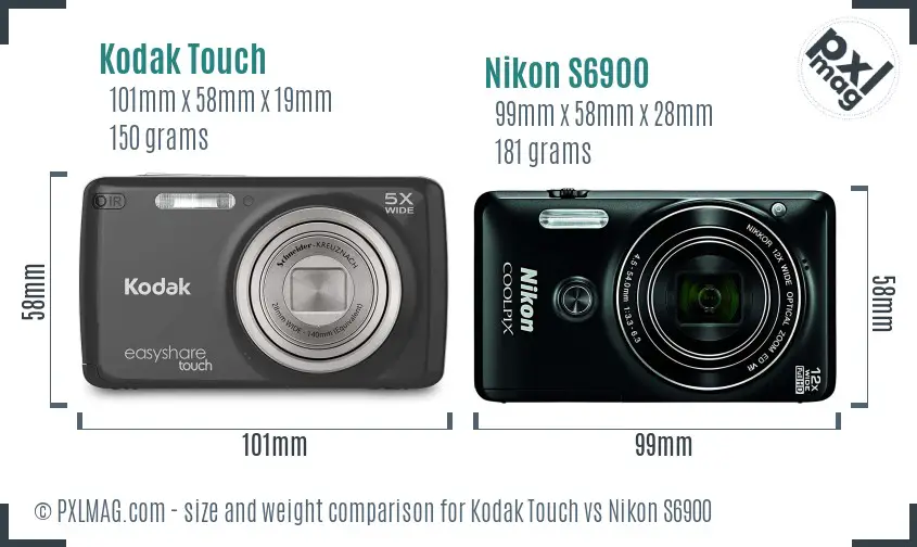 Kodak Touch vs Nikon S6900 size comparison