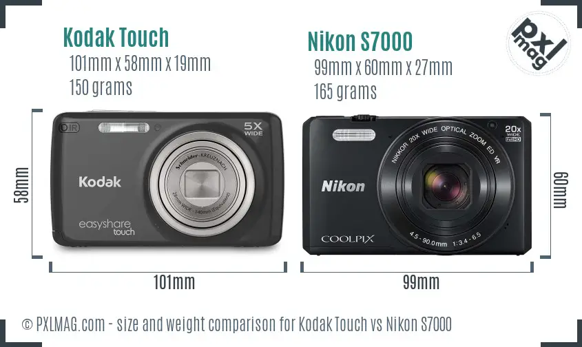 Kodak Touch vs Nikon S7000 size comparison