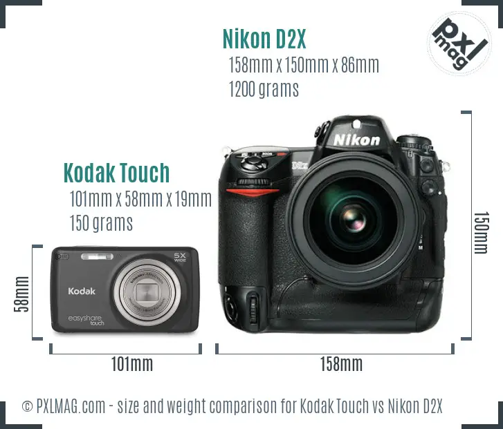 Kodak Touch vs Nikon D2X size comparison