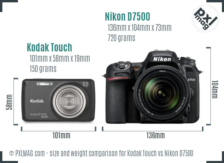 Kodak Touch vs Nikon D7500 size comparison