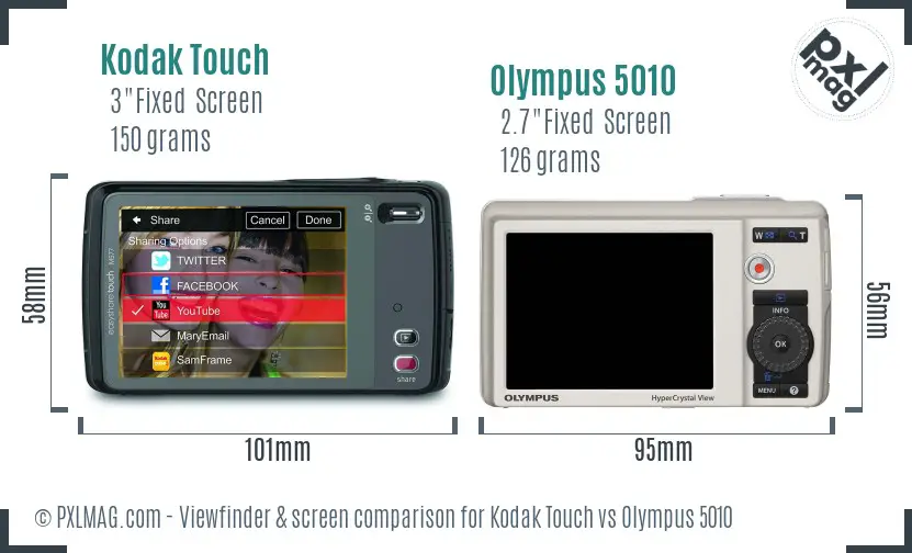 Kodak Touch vs Olympus 5010 Screen and Viewfinder comparison Kodak Touch vs Olympus 5010 Screen and Viewfinder comparison