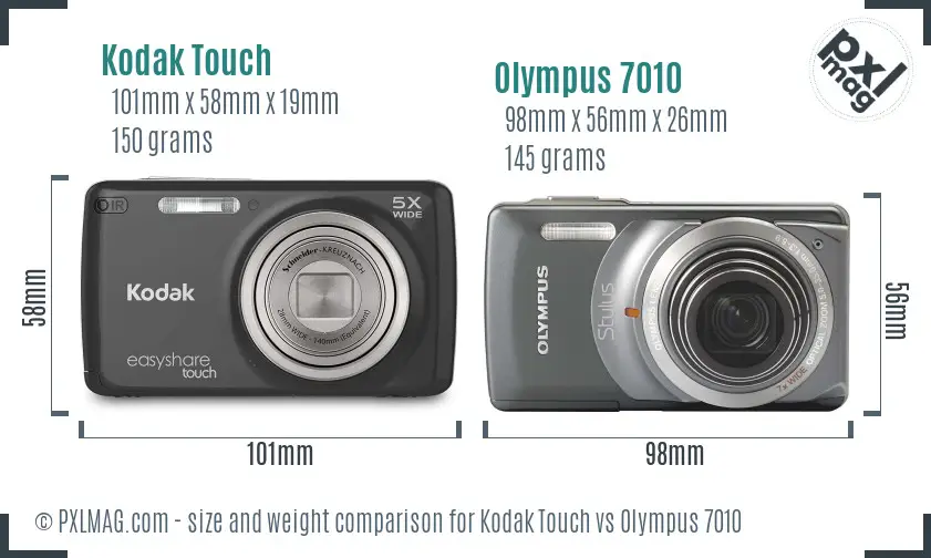 Kodak Touch vs Olympus 7010 size comparison