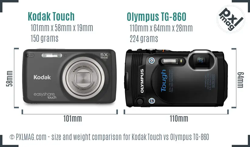 Kodak Touch vs Olympus TG-860 size comparison