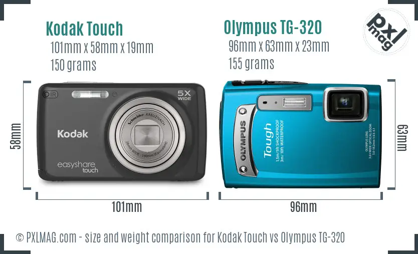 Kodak Touch vs Olympus TG-320 size comparison