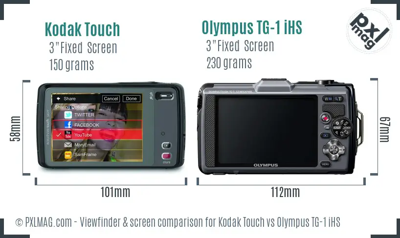 Kodak Touch vs Olympus TG-1 iHS Screen and Viewfinder comparison