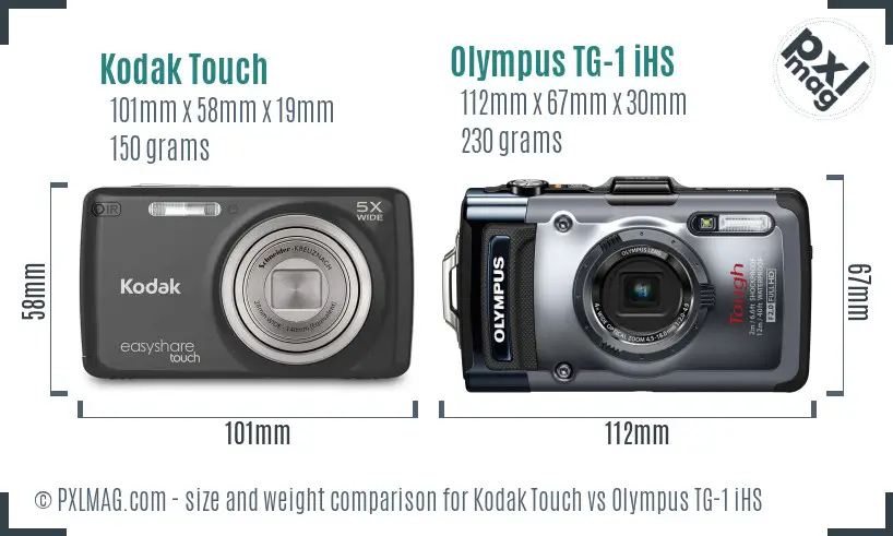 Kodak Touch vs Olympus TG-1 iHS size comparison