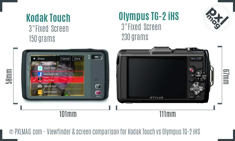 Kodak Touch vs Olympus TG-2 iHS Screen and Viewfinder comparison