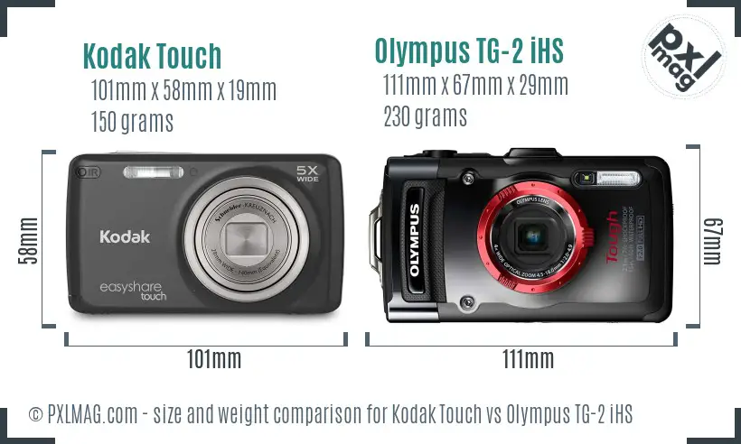 Kodak Touch vs Olympus TG-2 iHS size comparison