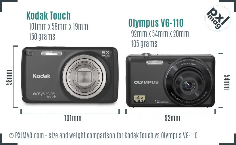 Kodak Touch vs Olympus VG-110 size comparison