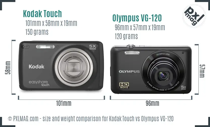 Kodak Touch vs Olympus VG-120 size comparison