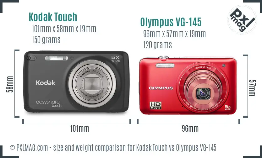 Kodak Touch vs Olympus VG-145 size comparison