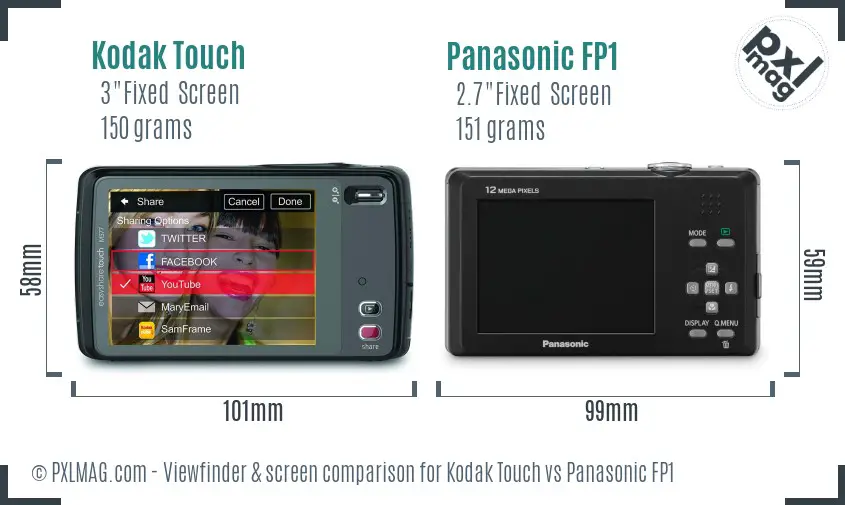 Kodak Touch vs Panasonic FP1 Screen and Viewfinder comparison