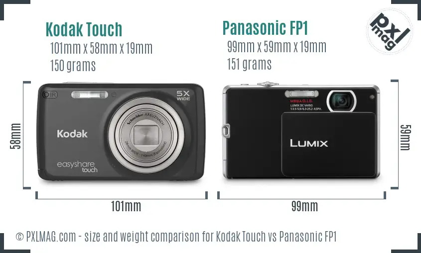 Kodak Touch vs Panasonic FP1 size comparison