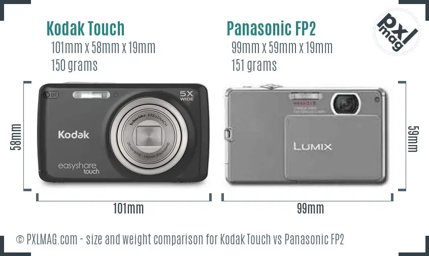 Kodak Touch vs Panasonic FP2 size comparison