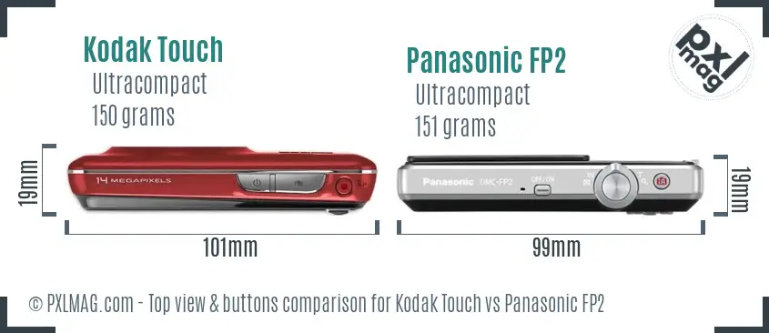 Kodak Touch vs Panasonic FP2 top view buttons comparison
