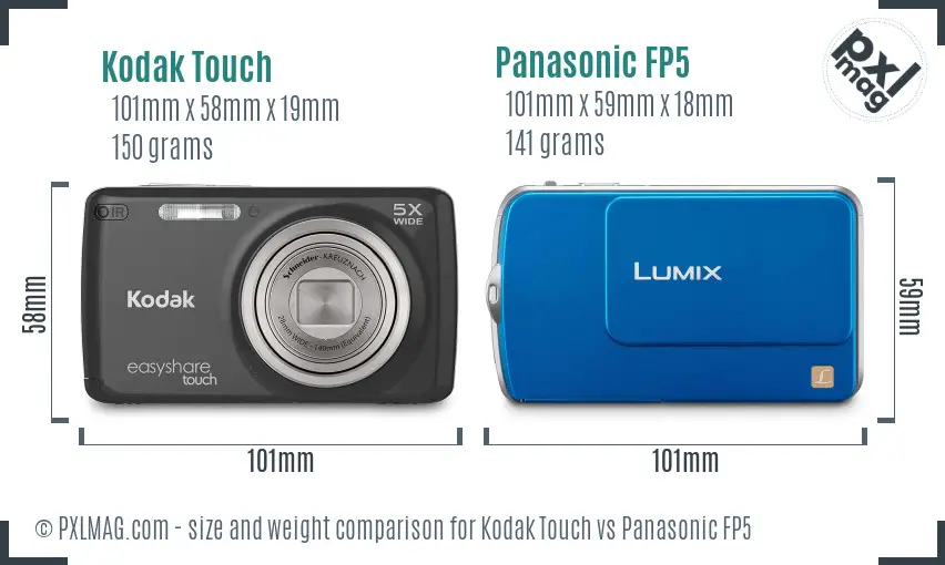 Kodak Touch vs Panasonic FP5 size comparison