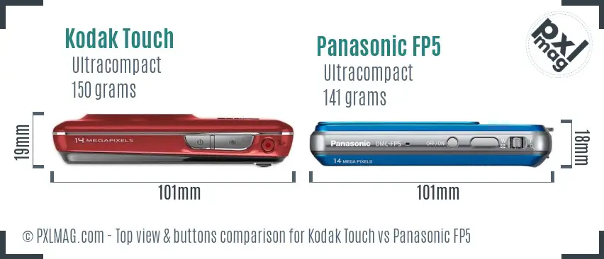 Kodak Touch vs Panasonic FP5 top view buttons comparison