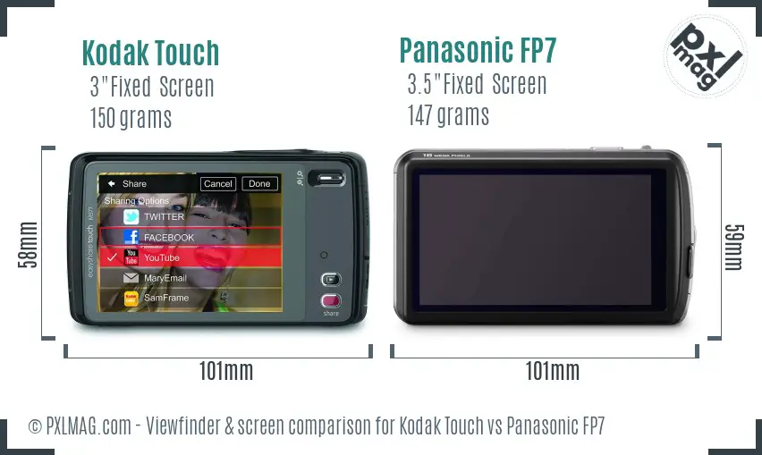 Kodak Touch vs Panasonic FP7 Screen and Viewfinder comparison