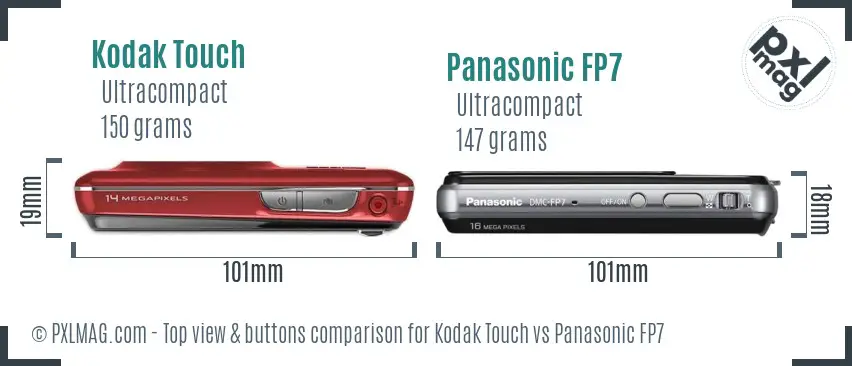 Kodak Touch vs Panasonic FP7 top view buttons comparison