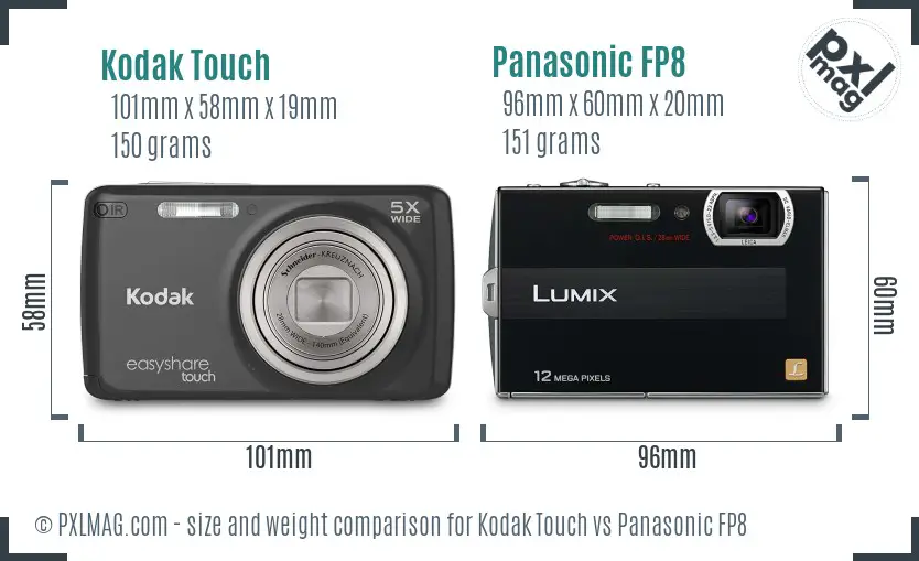 Kodak Touch vs Panasonic FP8 size comparison