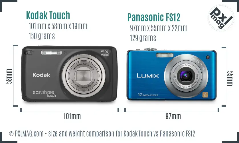 Kodak Touch vs Panasonic FS12 size comparison