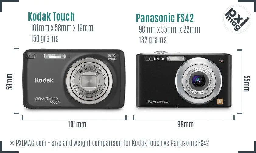 Kodak Touch vs Panasonic FS42 size comparison