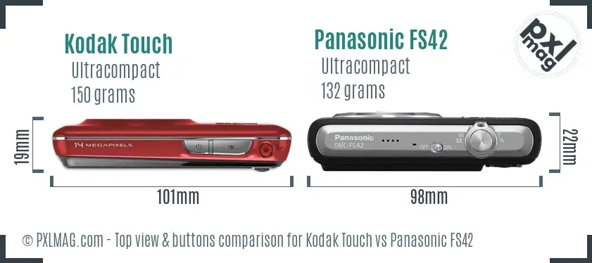 Kodak Touch vs Panasonic FS42 top view buttons comparison