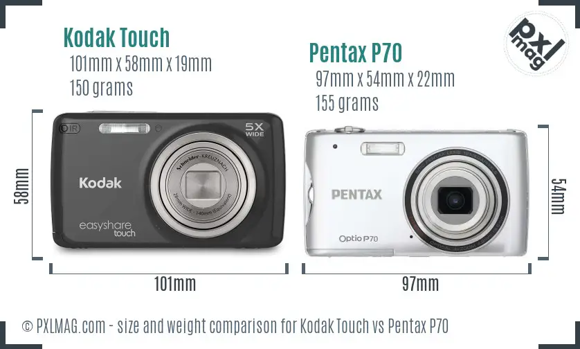 Kodak Touch vs Pentax P70 size comparison Kodak Touch vs Pentax P70 size comparison