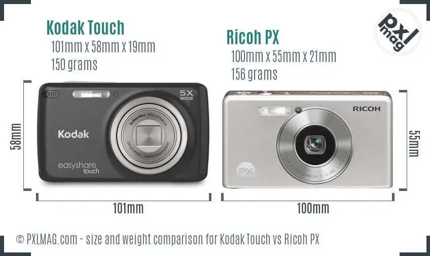 Kodak Touch vs Ricoh PX size comparison