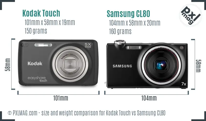 Kodak Touch vs Samsung CL80 size comparison